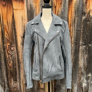 ASOS Faux Suede Gray Moto Zip-Up Jacket - Size M